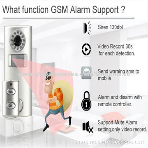 130dB Siren PIR Sensor DIY SMS GSM Alarm with Night Vision Camera